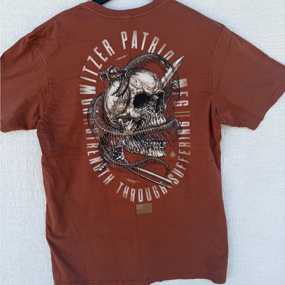 Patriot Graphic Skull Short Sleeve Tee - Rust